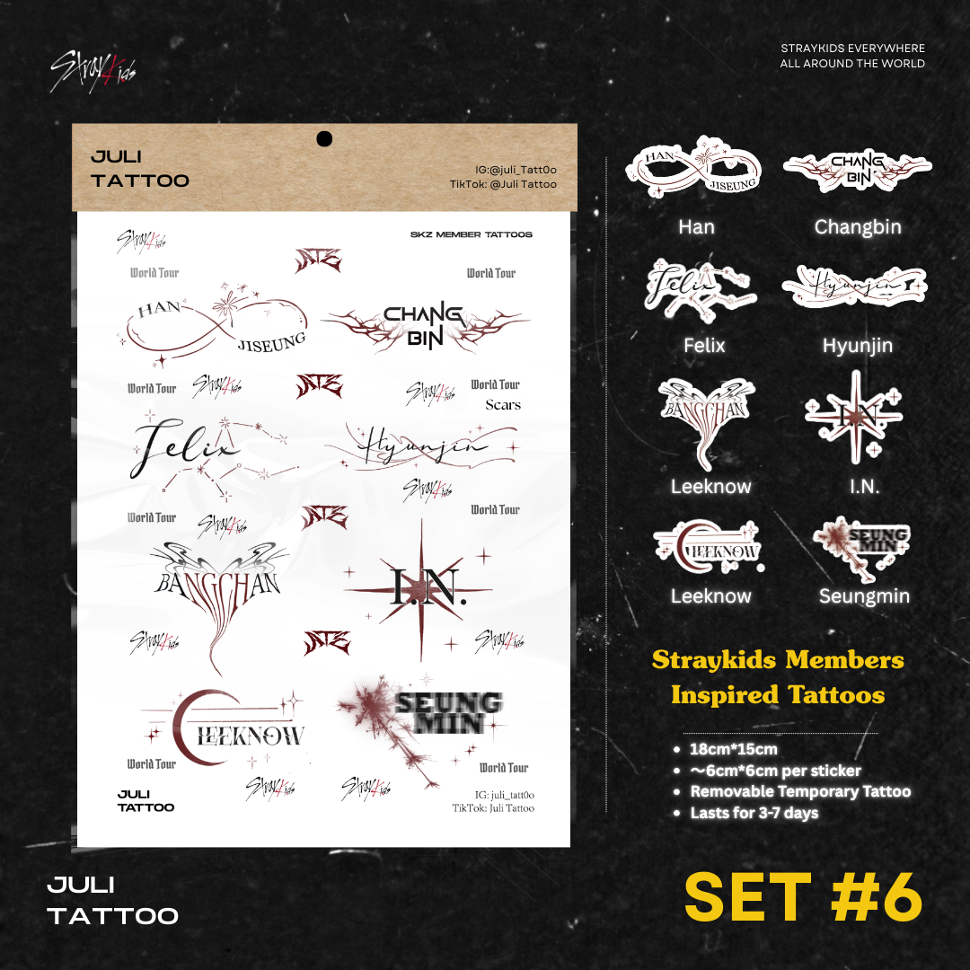Set #6 | SKZ Members Inspired Tattoo Stickers|20*15cm