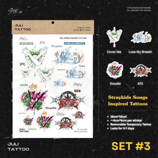 Set #3 | SKZ Songs Inspired Tattoo Stickers | 20cm*15cm