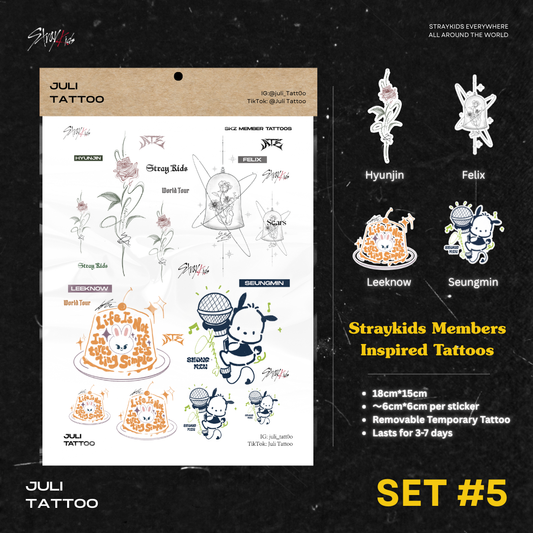 Set #5 | SKZ Members Inspired Tattoo Stickers | 20cm*15cm